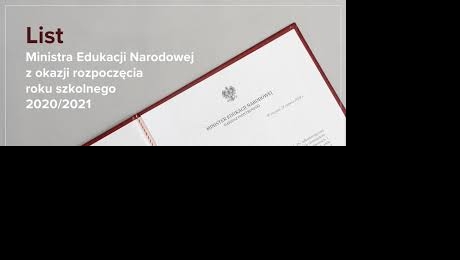 List Ministra Edukacji Narodowej z okazji rozpoczęcia roku szkolnego 2020/21